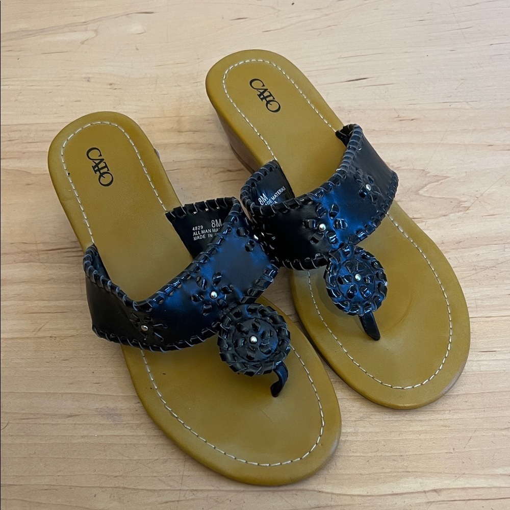 Cato Black and Tan Women's Sandals